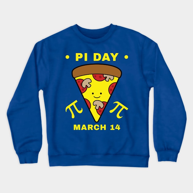 Pi Day March 14 Kawaii Pizza Slice Crewneck Sweatshirt by DPattonPD